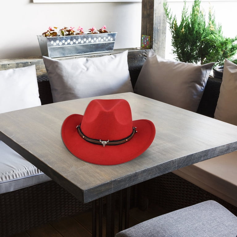 Women Men Felt Wide Brim Western Cowboy Hats Belt Buckle  display picture 1
