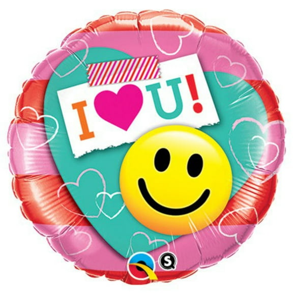 18 inch I (Heart) U! Smile Face Foil Mylar Balloon - Party Supplies Decorations