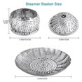 thumbnail image 2 of Thickened Stainless Steel Household Steaming Tray Steaming Grid Drawer Pot Fruit Tray Multi-functional Telescopic Steamer Folding Grate Steaming Rack, 2 of 5