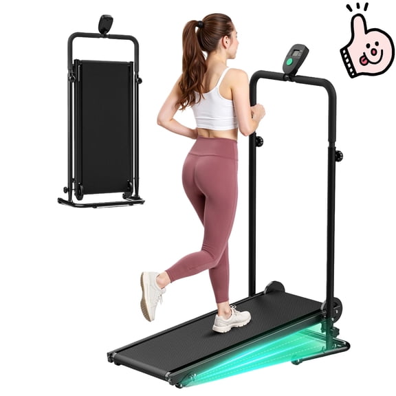 Akluer Manual Walking Treadmill with Fixed Incline, Non-Electric Compact Treadmill for Home Exercise, Quiet Motor-Free Design, Anti-Slip Belt