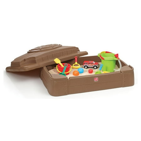 Step2 Play and Store Sandbox with Cover and Four Molded in (Best Play Sand For Sandbox)