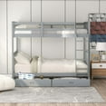 thumbnail image 2 of Aukfa Twin over Twin Bunk Bed with Two Storage Drawers, Wood Convertible Two Bed for Kids Teens - Gray, 2 of 8