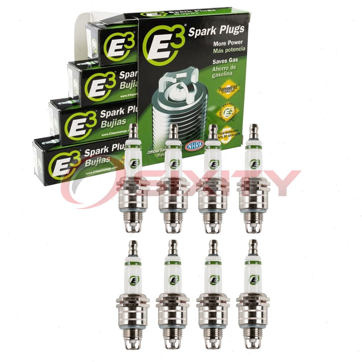 8 pc E3 Spark Plugs compatible with Pontiac Firebird 5.3L 5.7L 6.6L 7.5L V8 1967-1979