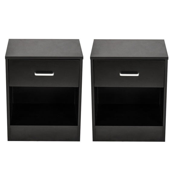 SamyoHome Set of 2 Nightstand End Table Beside Table Modern Bedroom Table with Drawer, Black