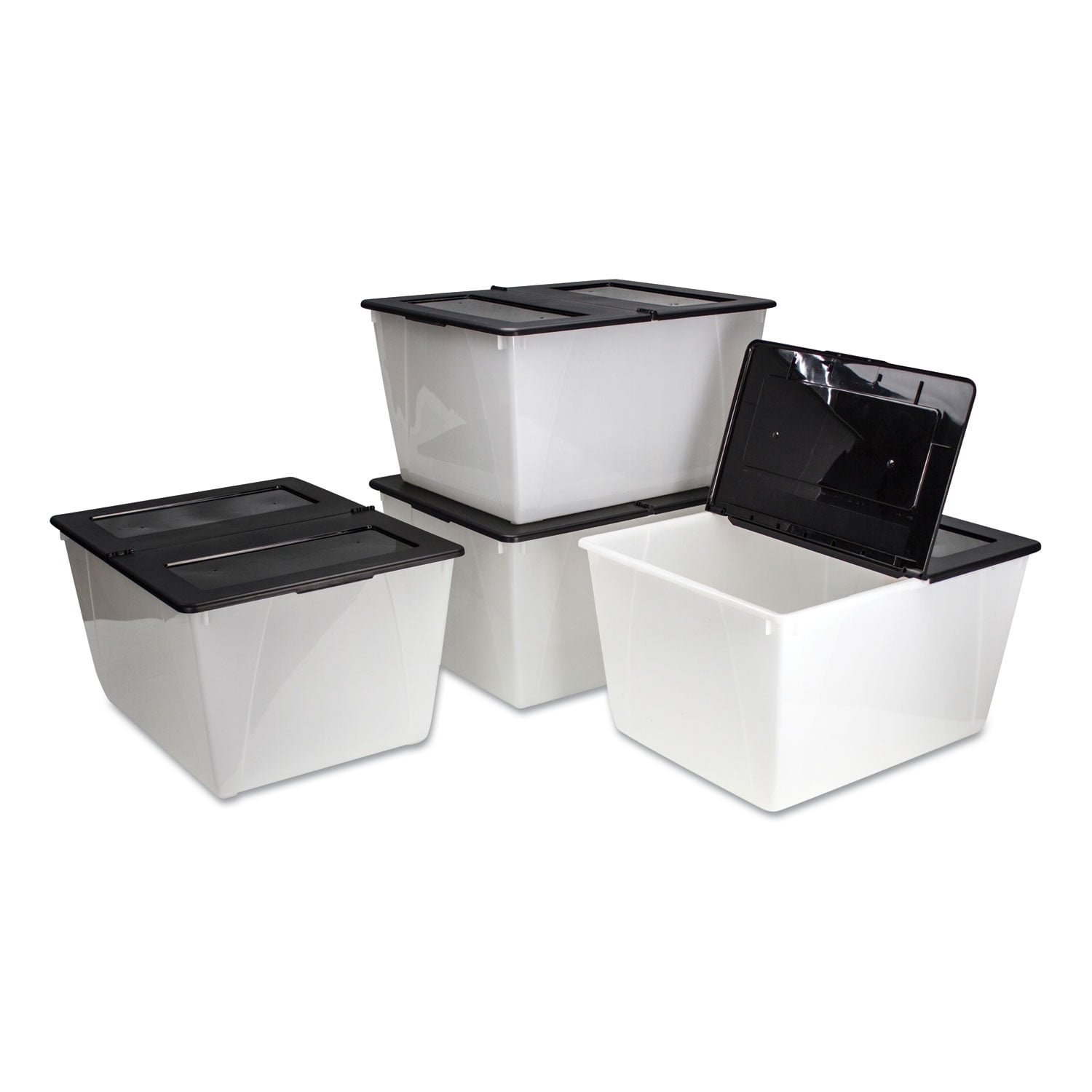 16 Gallon 60 L Storage Tote With Folding Lid Frost Black 4 units pack Walmart