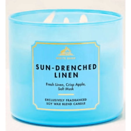 Bath & Body Works Sun-Drenched Linen Scented Candle, 3-Wick, Soy Wax Blend
