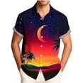 thumbnail image 2 of Gamivast Mens Vacation Shirts Night Palm Tree Print Summer Shirts Button Down Short Sleeve Hawaiian Shirts Short Sleeve Soft Breathable Holiday, 2 of 6