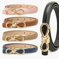 thumbnail image 5 of Grofry Imitation Leather Dress Belt Snap-On Bow-Shaped Buttons Multi Holes Adjustable Length Thin Waistband, 5 of 8