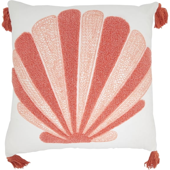 Elegant Embroidered Seashell Pillow Cover