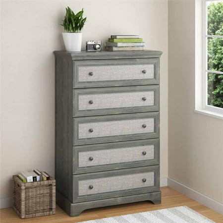 Ameriwood Home Stone River 5 Drawer Dresser With Fabric Inserts