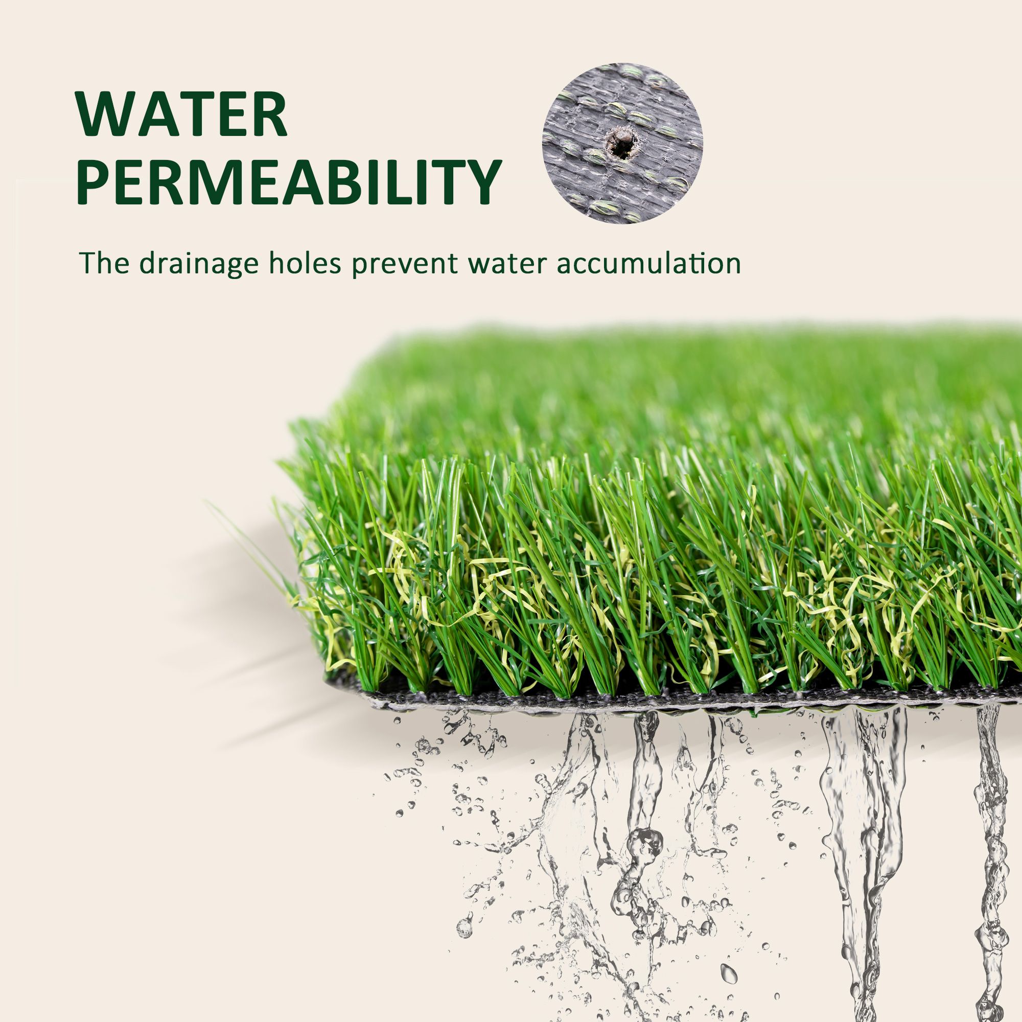 10 x 3 Artificial Turf Grass Green with UV Protection Drain Holes 125 Height