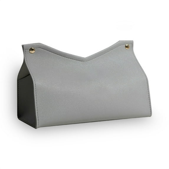 V\-shape PU Leather Tissue Storage Bag Holder Waterproof Container Gray