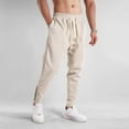 thumbnail image 4 of Hwmodou Men Leisure Pants Summer Fall Cotton Long Underwear Slim Zipper Ankle-Tied Leisure Sports Outdoor Casual Pants Walking Lounging Bottoms, 4 of 7