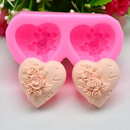 

kitchen Double Hole Love Silicone Fondant Icing Mould Wedding Cake Decoration Fragarn