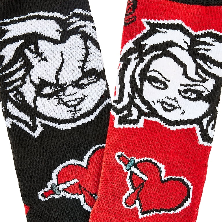 PXTIDY Horror Movie Socks – 2 Pairs Feed Me Musical Design, 80% Combed Cotton, Reinforced Heel & Toe