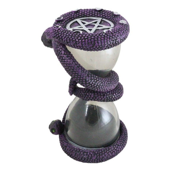 Wicca Moon Phase Pentagram Circle Slithering Mystic Snake Sand Timer Figurine