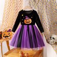 thumbnail image 4 of Girls Long Sleeve Pumpkin Embroidered Tutu Tulle Dresses Cosplay Costume Halloween Costumes for Girls Size 2-7 Years, 4 of 9