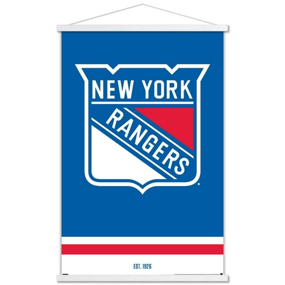 NHL New York Rangers - Logo 21 Wall Poster with Wooden Magnetic Frame, 22.375" x 34"