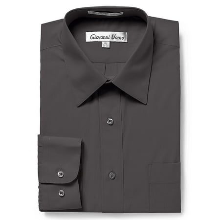 Red Sea Bamboo Ring - Gentlemens Collection Men's Regular Fit Long Sleeve Solid Dress Shirt,Charcoal,17.5 inches Neck 34/35 inches Sleeve