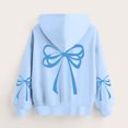 thumbnail image 5 of Posijego Girls Cute Hoodies Bow Print Valentine's Day Pullover Hooded Sweatshirts Long Sleeve Tops with Pocket, 5 of 7