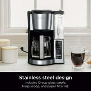 Ninja 12-Cup Programmable Drip Coffee Maker, 2 Brew Styles, Adjustable Warming Plate, CE250, Black/Stainless Steel