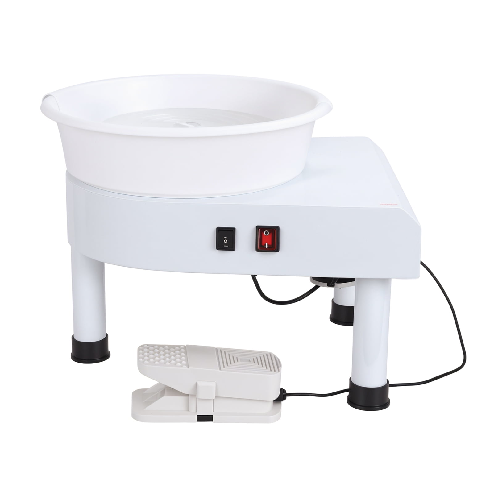 25CM Pottery Wheel Forming Machine, Extremely Variable Speed Pottery Wheel, 350W Electric DIY Clay Tool with Foot Pedal and Detachable Basin for Ceramic Work Art Craft, White