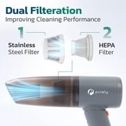 Purely C215 Mini Wireless Vacuum Cleaner, Handheld Vacuum Cordless Rechargeable with Brushless 120W High Power Motor, 3 in 1 Blowing Small Desk Vacuum for Car, Home, Office