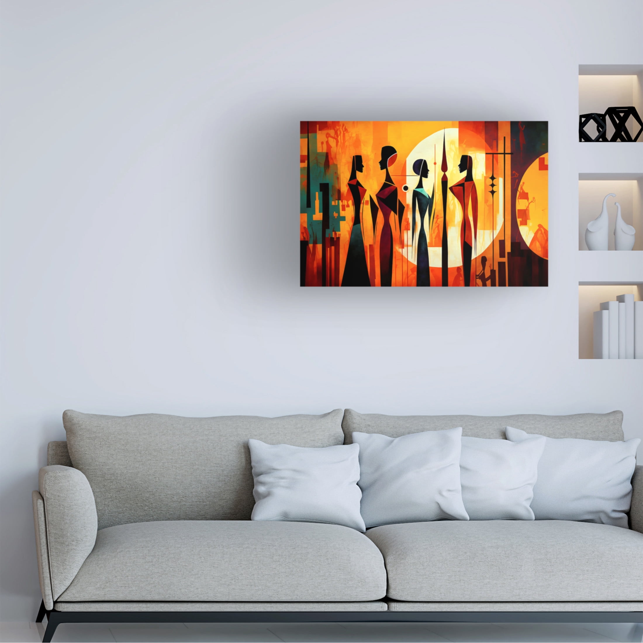 Canvas Wall Art - Ray Heere 'Mid Century Celebration Of All Cultures 9' Wall Art for Living Room, Bedroom, or Office Décor by Trademark Fine Art - 32 x 22 Inches