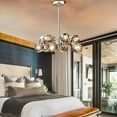 thumbnail image 3 of More Change 24" Crystal Sputnik Chandelier 12-Lights, Chrome Brushed Body, Smoke Gray Crystal Shape Modern Chandelier Ceiling Pendant Lighting Fixture for Dining Room Living Room Foyer, 3 of 6