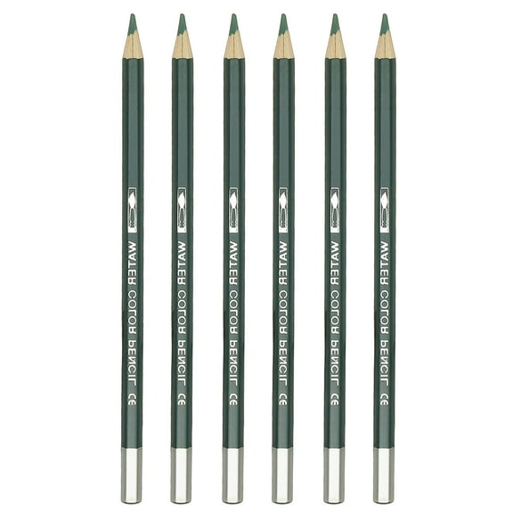 Uxcell Watercolor Pencil, 6Pcs Water Soluble Pencils for Blending, Coloring, Sketch Drawing, Painting, Dark Green