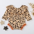 thumbnail image 3 of Penkiiy Infant Baby Girls Long Sleeve Ruffled Leopard Print Tassels Romper Bodysuit Baby Sleep and Play Pajamas 0-3 Months Yellow 2023 Summer Deal, 3 of 9