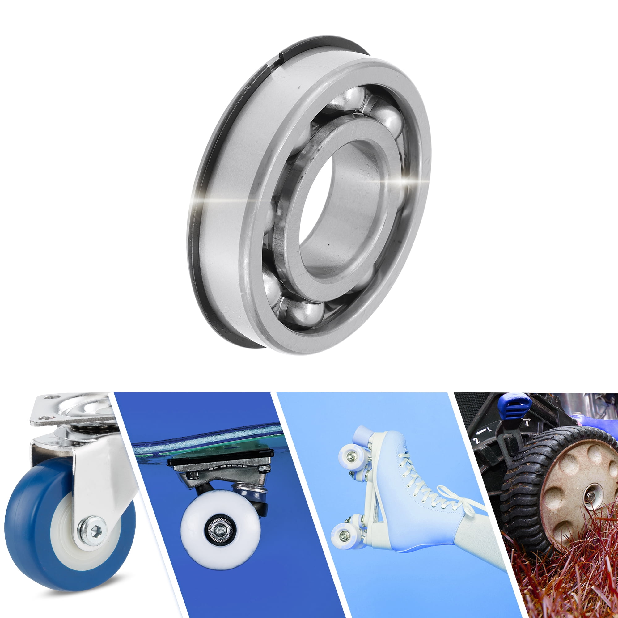 Unique Bargains 6309NR Deep Groove Ball Bearings 45x100x25mm P0 Open Type Lubricated Bearings 1 Pc Car Scooter Skateboard Wheel Universal Silver Tone