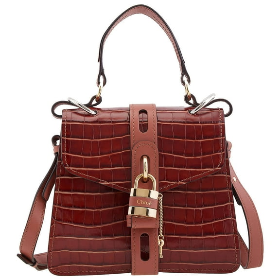 Chloe Crocodile Embossed Small Aby Day Shoulder Bag