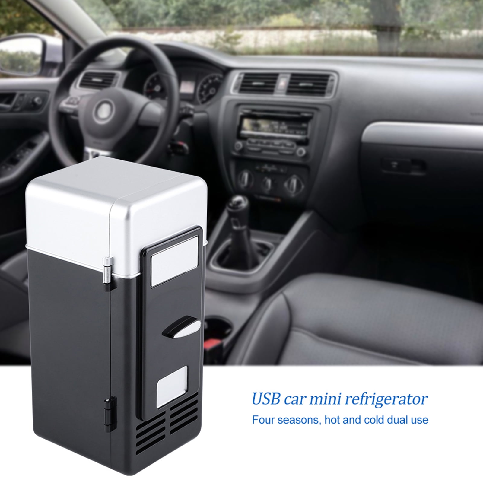 Mini USB Fridge,LED Compact Portable Skin Care Refrigerator USB Refrigerator Drinks Beverage Cans Refrigerator and Heater for Home, Office, Car and College Dorm Room[black]