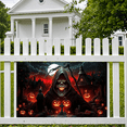 thumbnail image 4 of Spooky Design Halloween Banner Skeleton Illustration Pumpkin Graphics Haunted House for Holiday Party Event Indoor Decoration, 4 of 9