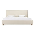 thumbnail image 2 of King Bed Frame - Upholstered Linen Blend Headboard - Solid Wood Bed - Modern Bedroom Furniture, 2 of 7