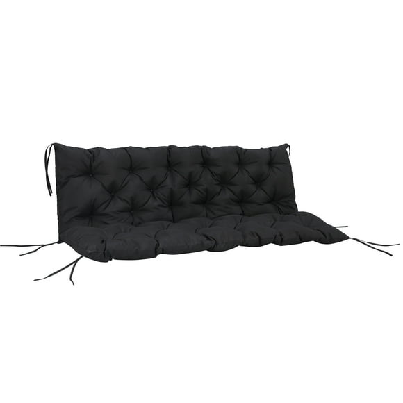 CoSoTower Porch Swing Cushion Garden Bench Cushion with Backrest, Non-Slip 3-Seater Thick Pad, Swing Chair Mat Replacement for Indoor and Outdoor, 59.1" x 38.6", Black