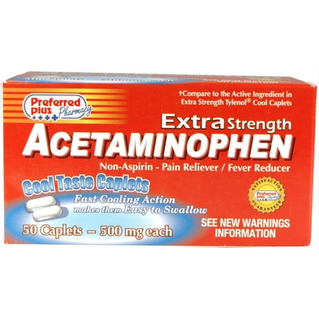 6 Pack - Acetaminophen Extra Strength 500mg Cool Taste Caplets 50 ea