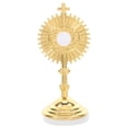 thumbnail image 1 of Crucifijo pequeño de metal para decoración del hogar. Figura religiosa católica para la oración. Cruz de Jesús de latón duradero para mesa o salpicadero del coche., 1 of 7