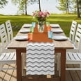 thumbnail image 4 of Grey Chevron 36 Inch Table Runner, Geometric Orange Print Wavy Striped White Farmhouse Dresser Scarf Cotton & Linen Tablerunner for Dining/Kitchen Island/Holiday Party Décor Small 13" x 36", 4 of 9