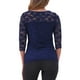 thumbnail image 3 of INSPIRAR CHIC Blusa de Encaje Floral de Manga 3/4 Cuello Redondo L Azul Oscuro, 3 of 6