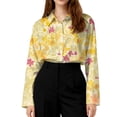 thumbnail image 4 of Womens Hawaiian Shirt Floral Printed Long Sleeve Button Down Shirts Tropical Holiday Beach Shirts, 4 of 5
