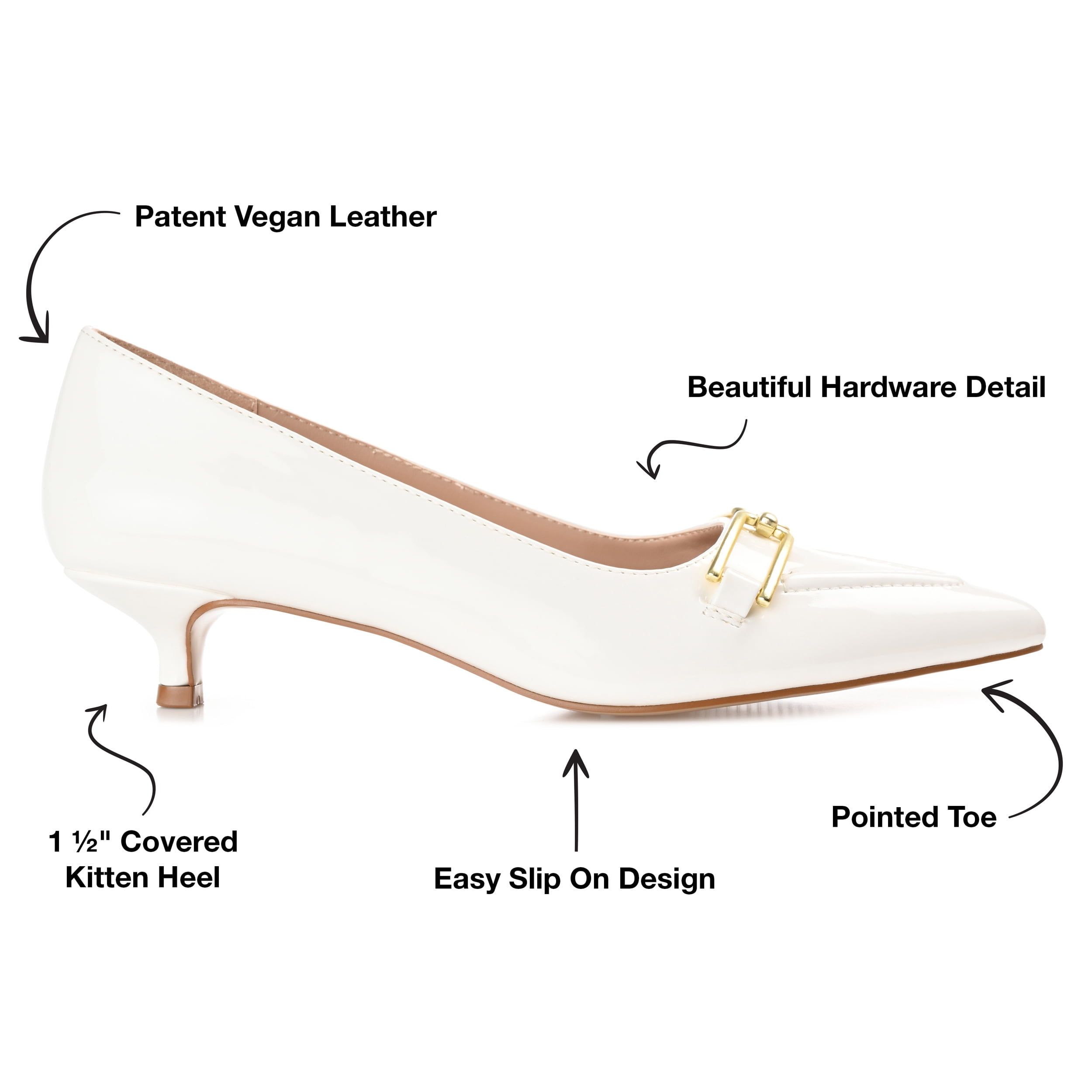 Journee Womens Rumi Kitten Heel Loafer Pointed Toe Pumps, Widths Available