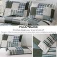 thumbnail image 6 of Smuge Coffee Blue Plaid Patchwork Reversible Microfiber Twin Quilt Set Lightweight, 3 Piece, 6 of 8