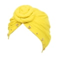 thumbnail image 1 of Hijab Ethnique Bonnet Knot Mode Foulard Réglable Coiffure Accessoires Perte Bonnet Casquettes Jaune, 1 of 6