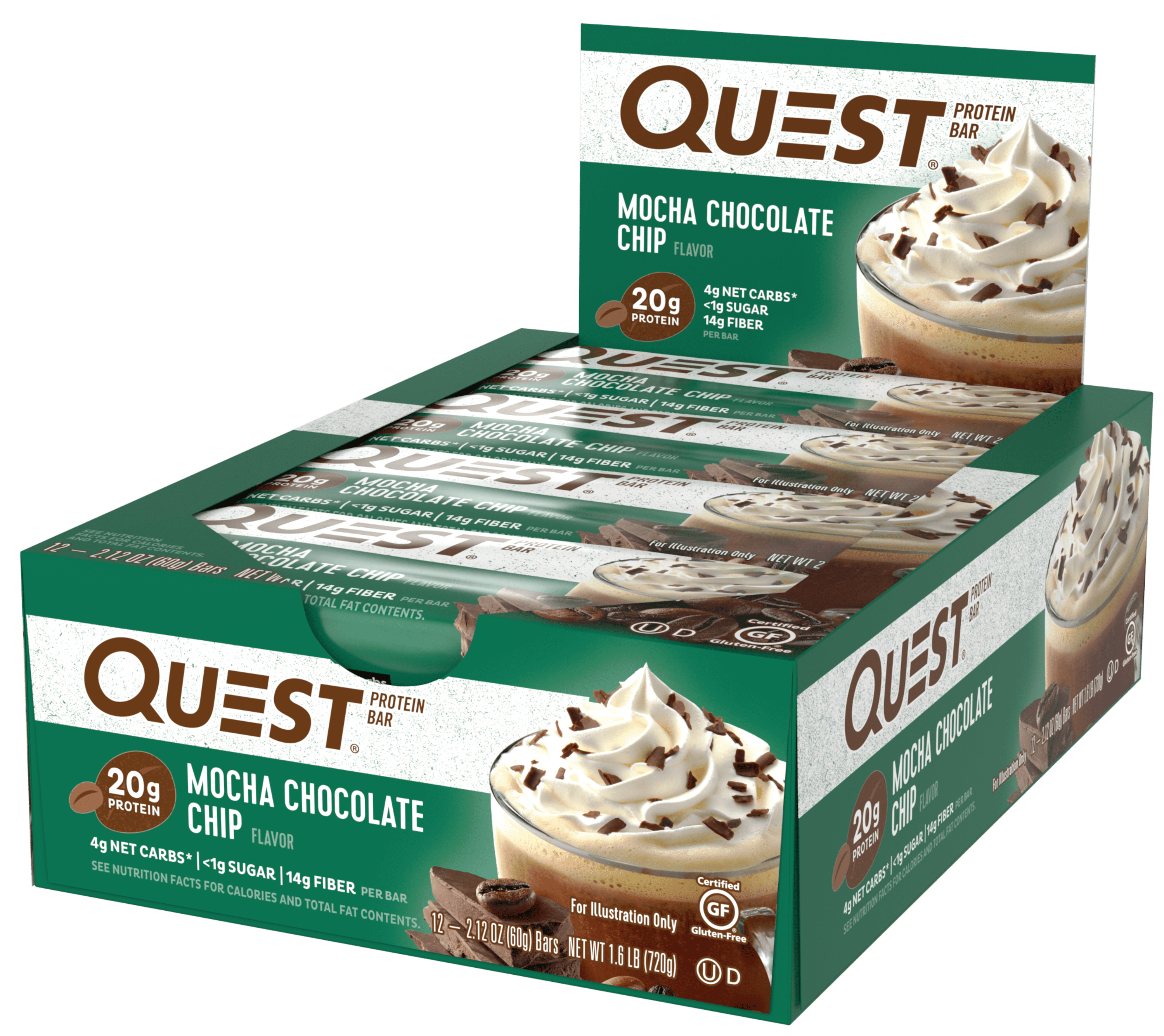 Quest Nutrition Mocha Chocolate Chip Protein Bar, High Protein, Low