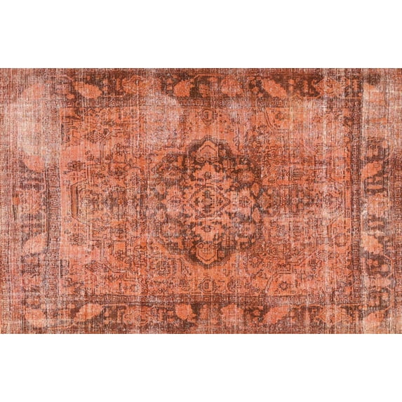 Ahgly Company Indoor Rectangle Traditional Coral Orange Persian Area Rugs, 2' x 4'
