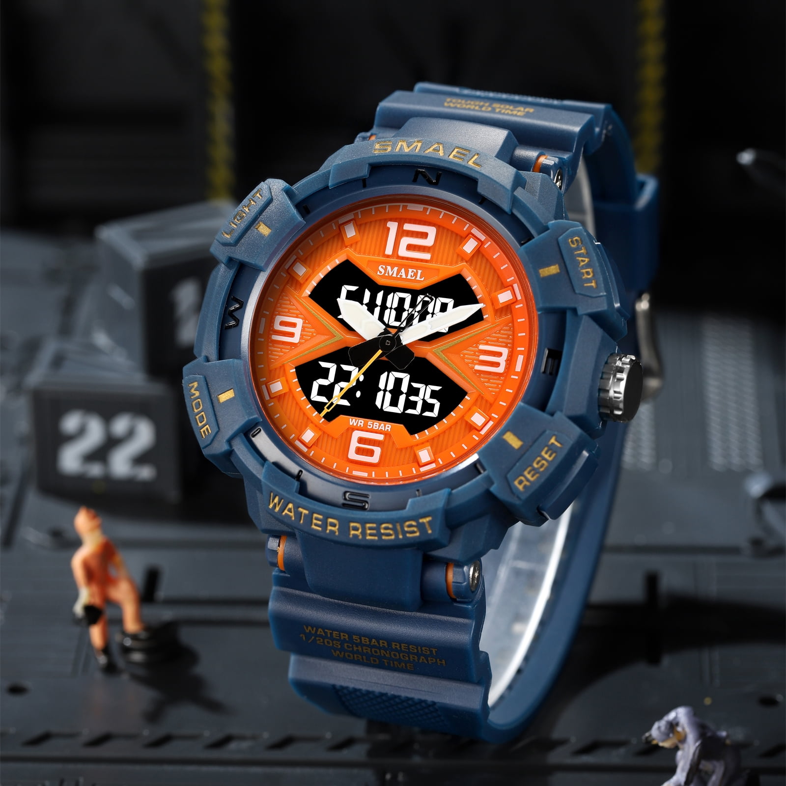 Findtime Men's Analog Sports Watch Military Watch Outdoor LED Stopwatch Digital Electronic Large Dual Display Waterproof Tactical Army Wrist Watches for Men