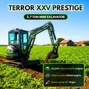 TYPHON TERROR XXV 2.7 Ton Mini Excavator with AC/Heater Cabin | 25.1 HP Kubota D1105 | Retractable Tracks