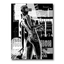Designart ' Black and White Cyborg Body I ' Modern Canvas Wall Art Print